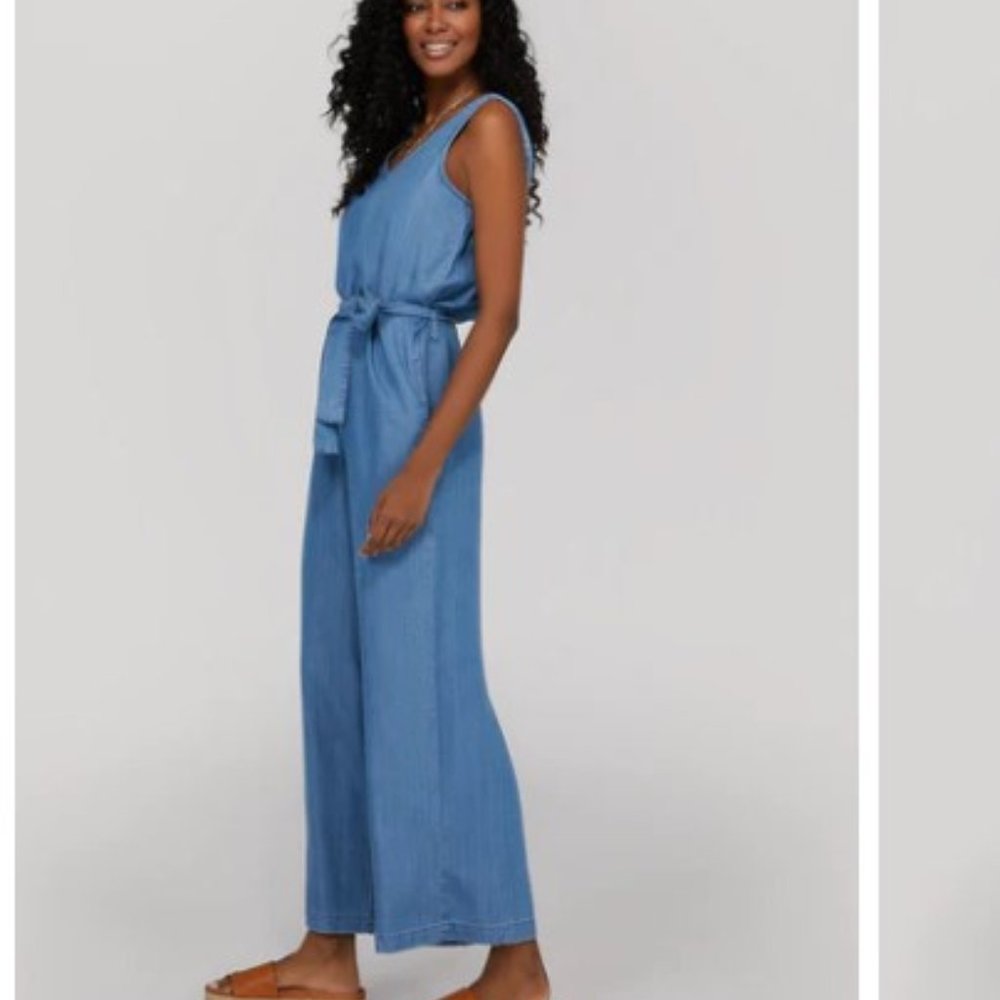V-Neck Denim Jumpsuit Size Small NWT
